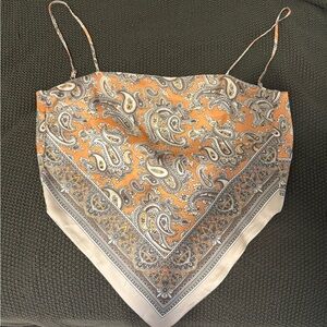 Paisley Print Women's Camisole Top - Orange and Gray
